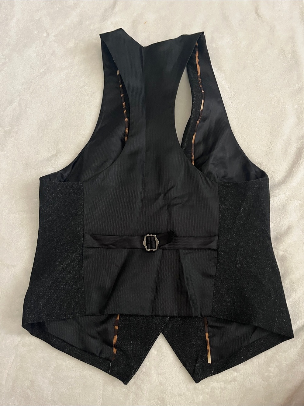 Express Black Shimmer Button-Front Vest - Picture 4 of 4